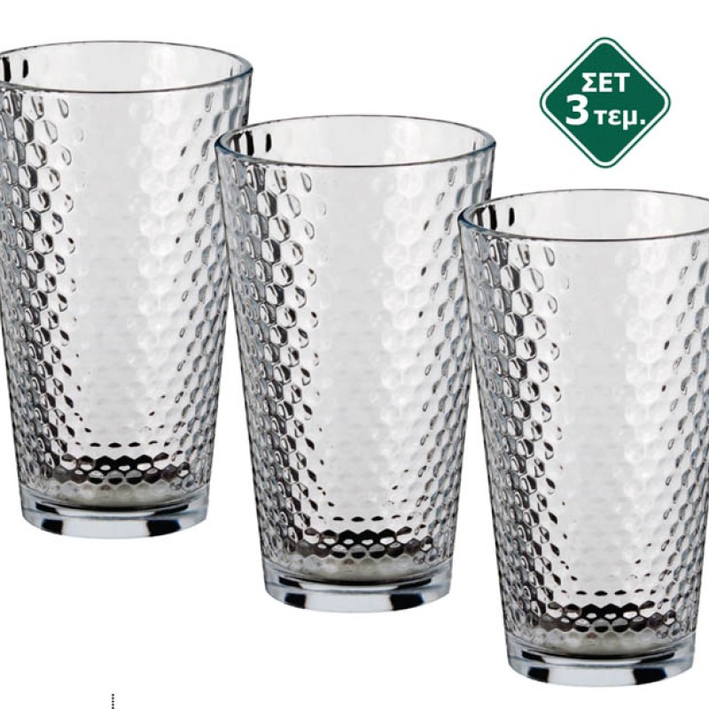 Σετ Ποτήρια Σωλήνας 458ml (3τμχ) Διάφανα - TNS Lines