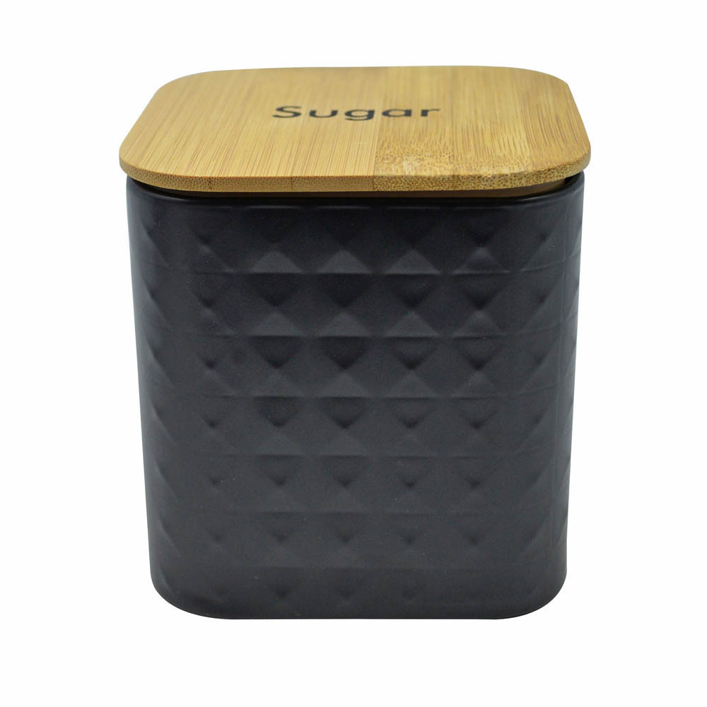 Ankor Black Δοχείο Ζάχαρης (12x12x13) Μεταλλικό με Bamboo Καπάκι 824656