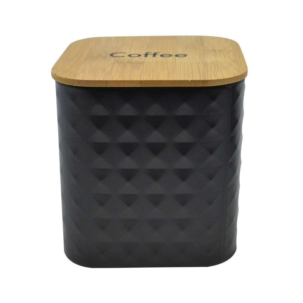 Ankor Black Δοχείο Καφέ (12x12x13) Μεταλλικό με Bamboo Καπάκι 824649