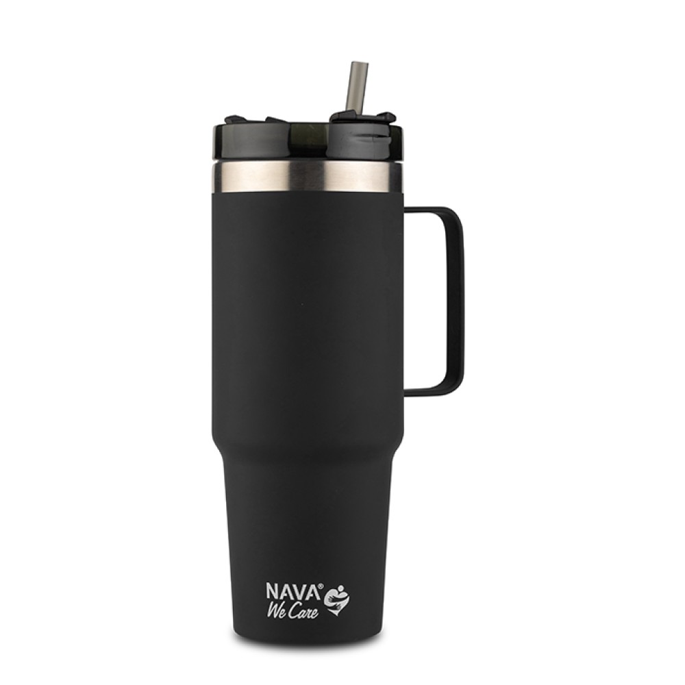 Θερμός Ποτηρί 900ml Ανοξείδωτο Nava We Care Black 10-016-107