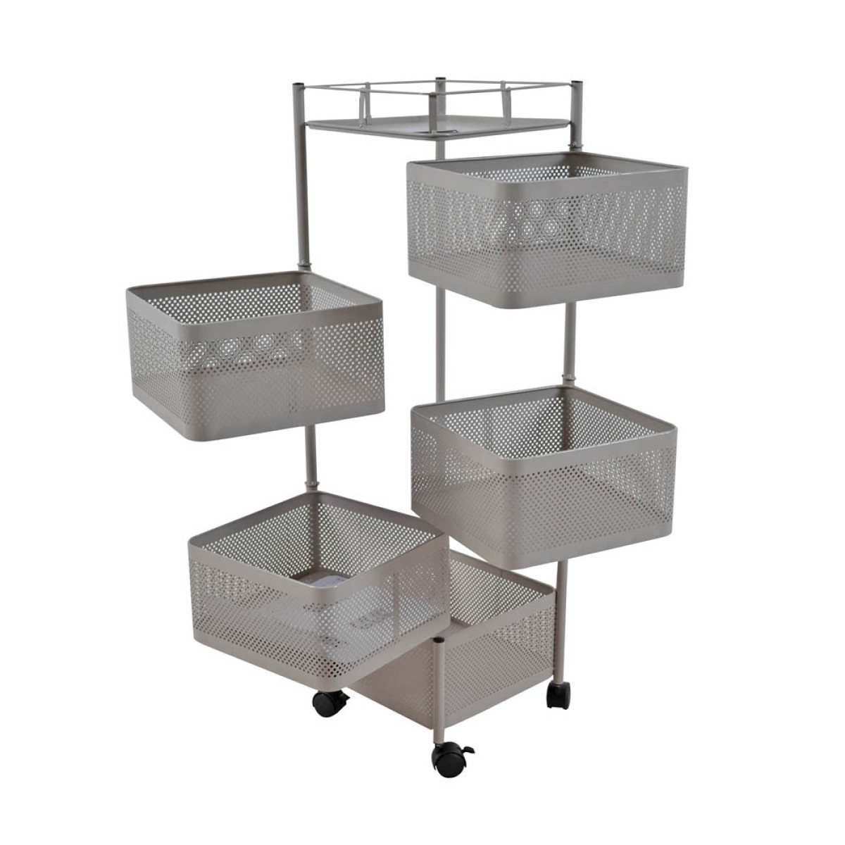 Ankor Grey - Beige Τρόλεϊ Αποθήκευσης 5 Θέσεων (28x28x91) Μεταλλικό 824175