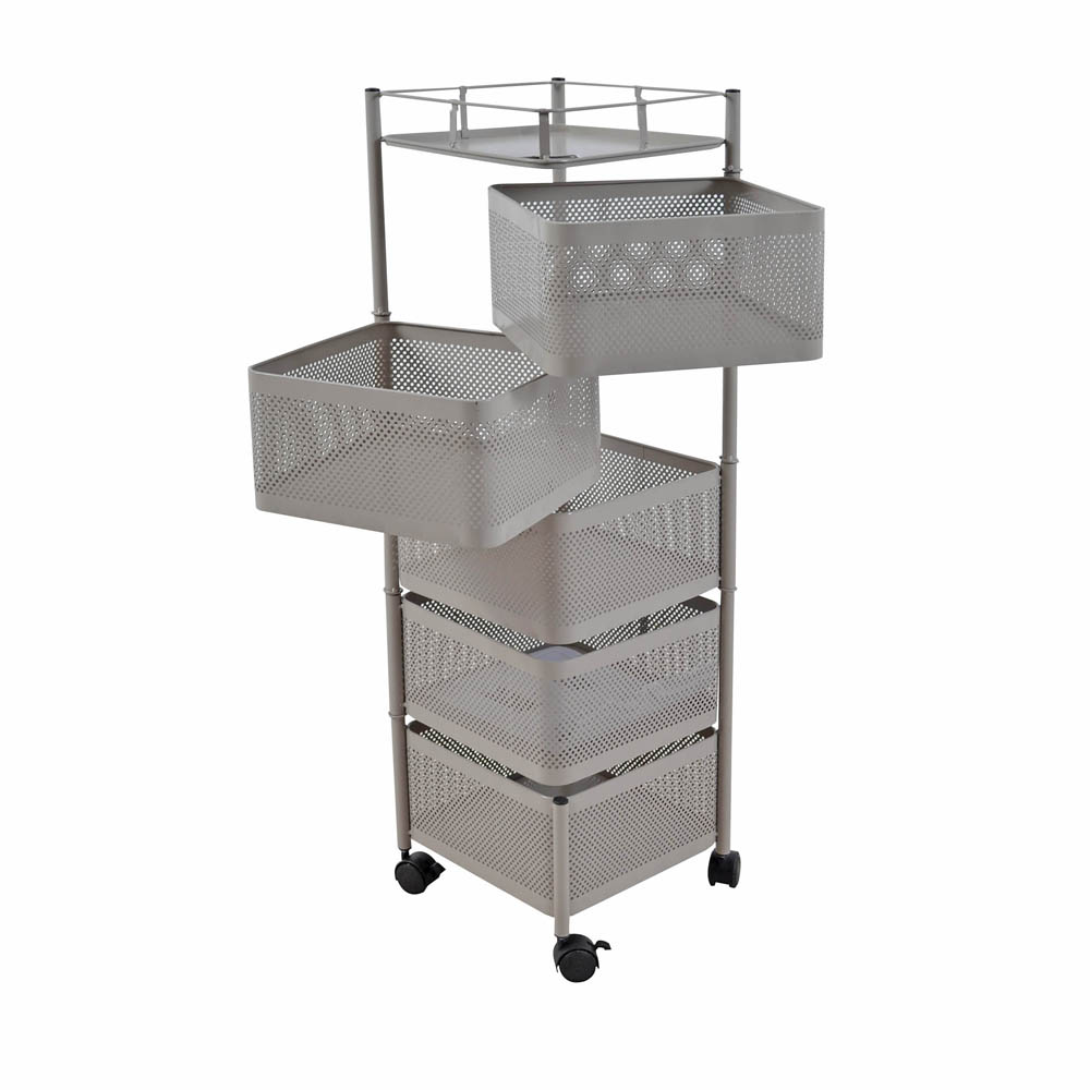 Ankor Grey - Beige Τρόλεϊ Αποθήκευσης 5 Θέσεων (28x28x91) Μεταλλικό 824175