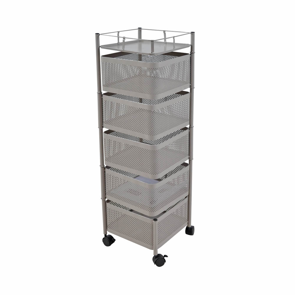 Ankor Grey - Beige Τρόλεϊ Αποθήκευσης 5 Θέσεων (28x28x91) Μεταλλικό 824175