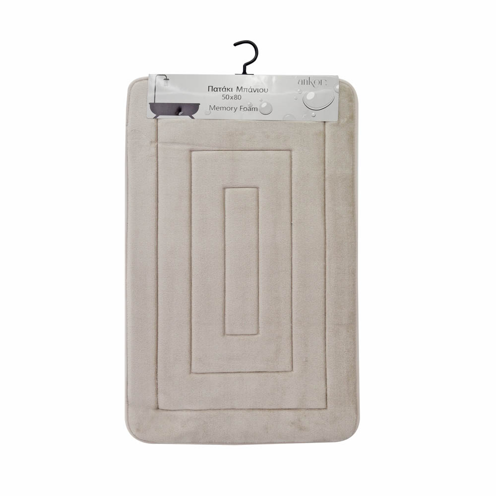 Πατάκι Μπάνιου (50x80) Αντιολισθητικό Ankor Memory Foam Beige 827411