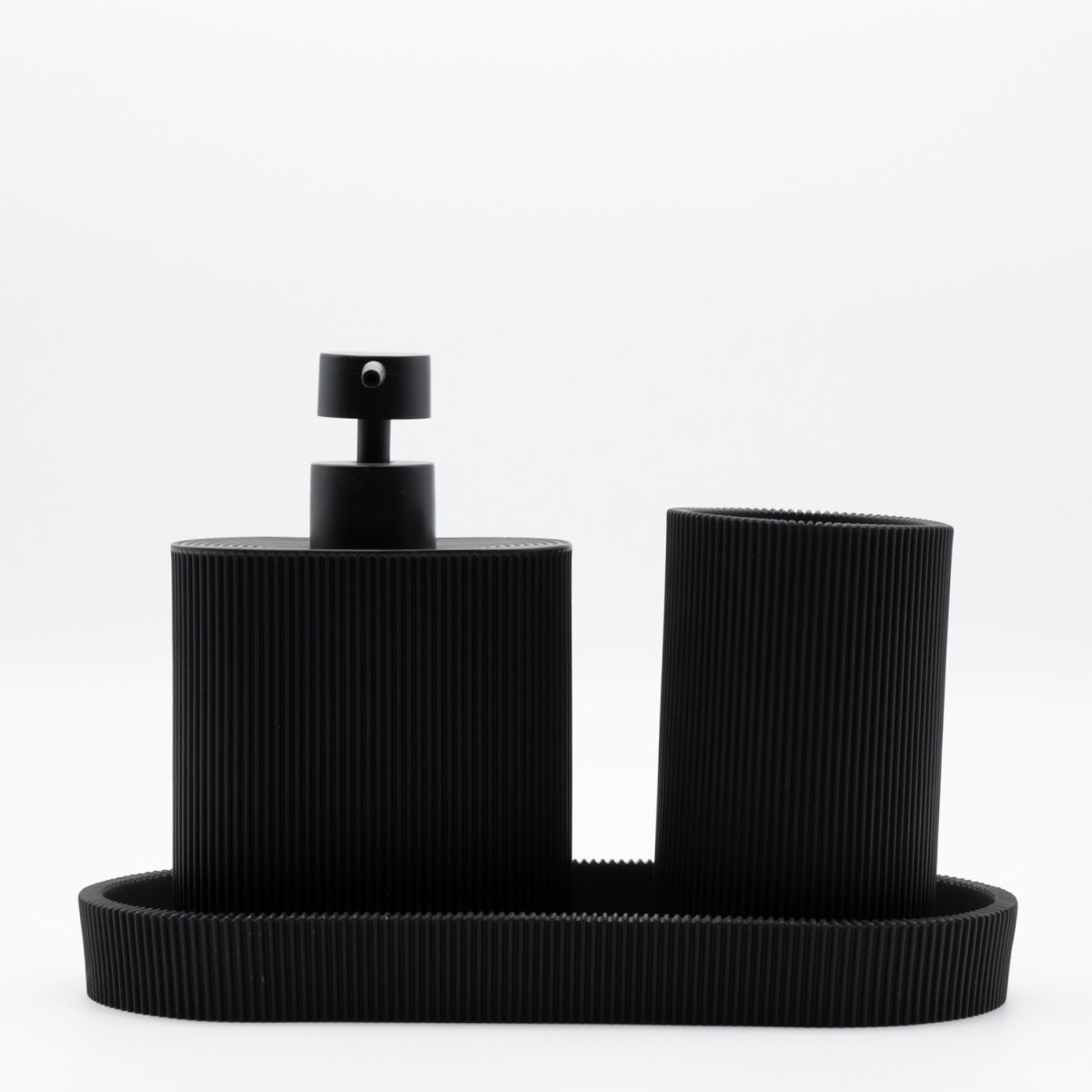 Ankor Σετ Αξεσουάρ Μπάνιου Circle Black (3 Τεμάχια) Πολυεστερικό 