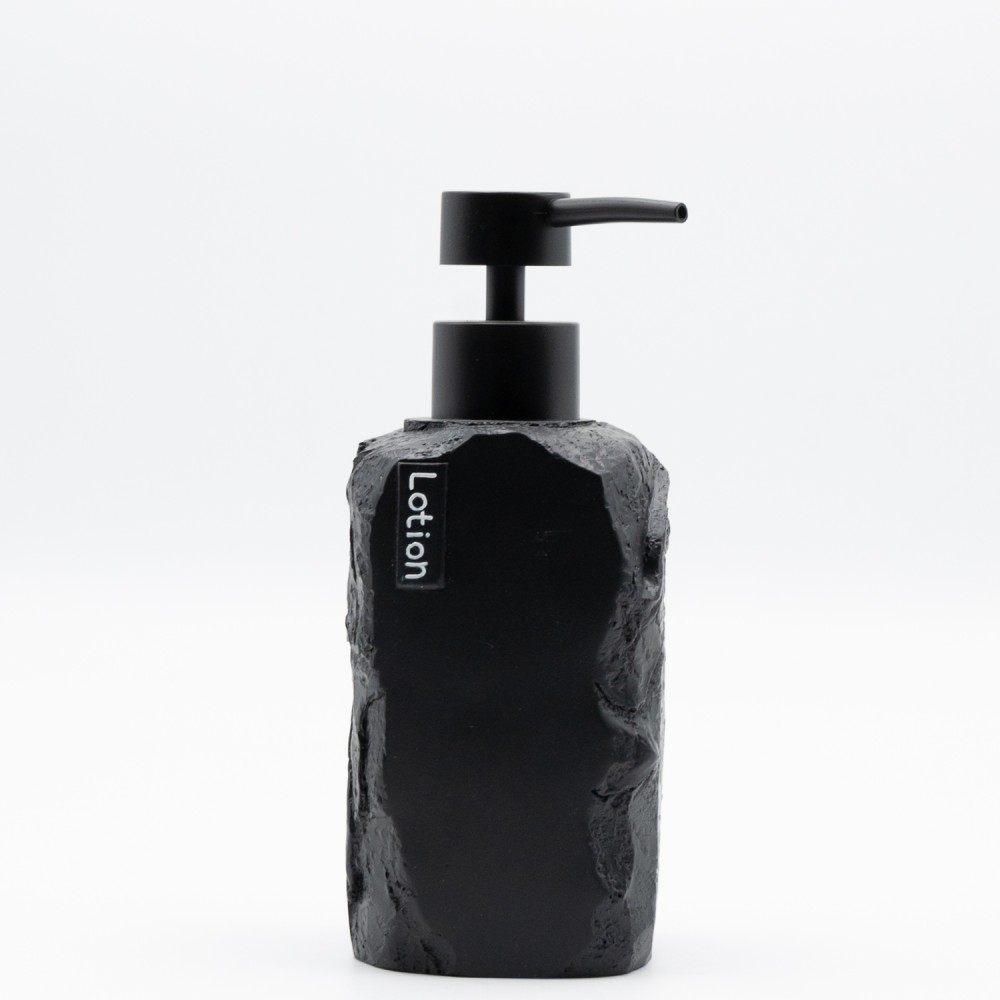 Ankor Lotion Black Δοχείο Κρεμοσάπουνου (7.5x7.6x18.8) με Όψη Πέτρας