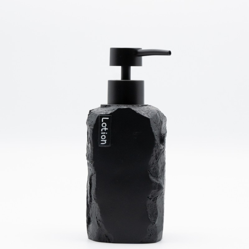 Ankor Lotion Black Δοχείο Κρεμοσάπουνου (7.5x7.6x18.8) με Όψη Πέτρας