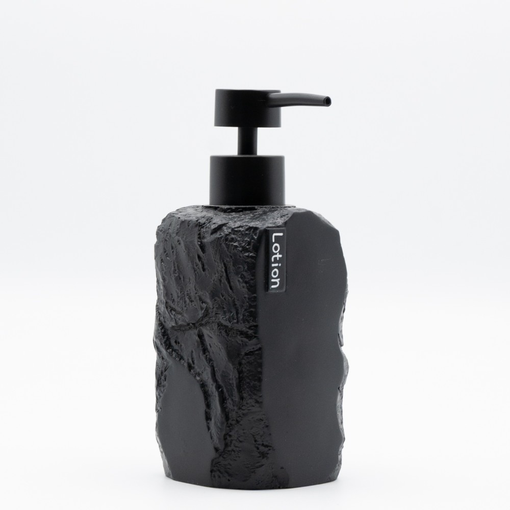 Ankor Lotion Black Δοχείο Κρεμοσάπουνου (7.5x7.6x18.8) με Όψη Πέτρας