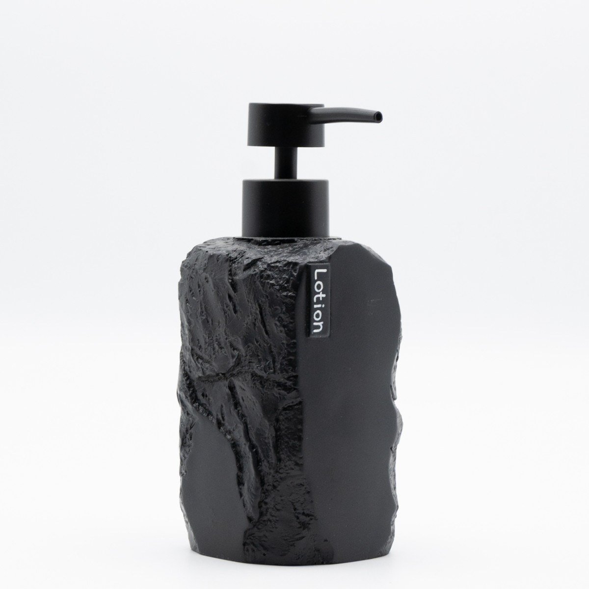 Ankor Lotion Black Δοχείο Κρεμοσάπουνου (7.5x7.6x18.8) με Όψη Πέτρας