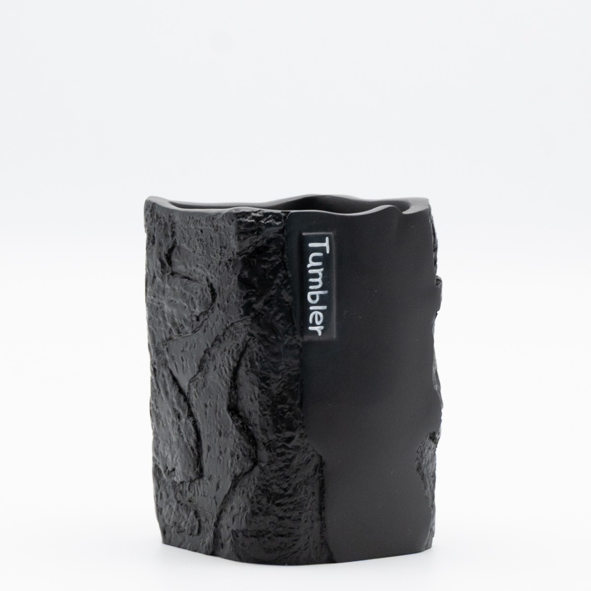 Ankor Tumbler Black Ποτήρι Μπάνιου (7.7x7.7x10.8) με Όψη Πέτρας