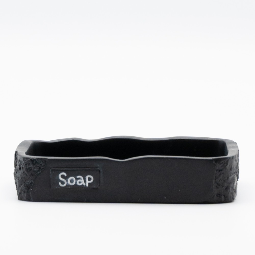 Ankor Soap Black Σαπουνοθήκη (12.7x8.6x2.5) με Όψη Πέτρας