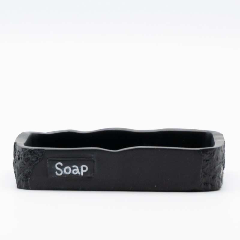 Ankor Soap Black Σαπουνοθήκη (12.7x8.6x2.5) με Όψη Πέτρας