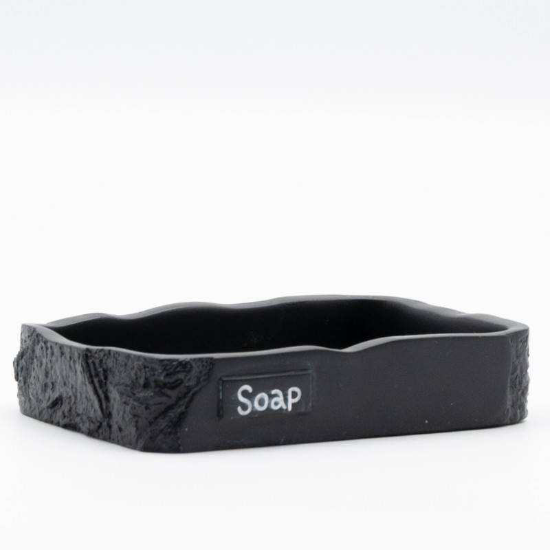 Ankor Soap Black Σαπουνοθήκη (12.7x8.6x2.5) με Όψη Πέτρας