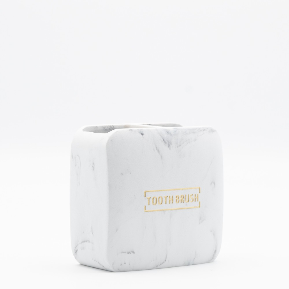 Ankor Marble White Ποτήρι Οδοντόβουρτσας (10.5x6.5x10) Πολυεστερικό