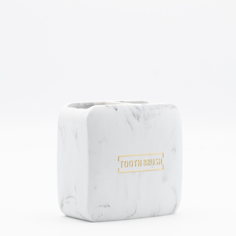 Ankor Marble White Ποτήρι Οδοντόβουρτσας (10.5x6.5x10) Πολυεστερικό