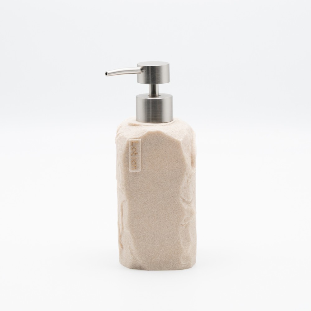 Ankor Lotion Beige Δοχείο Κρεμοσάπουνου (7.5x7.6x18.8) με Όψη Πέτρας