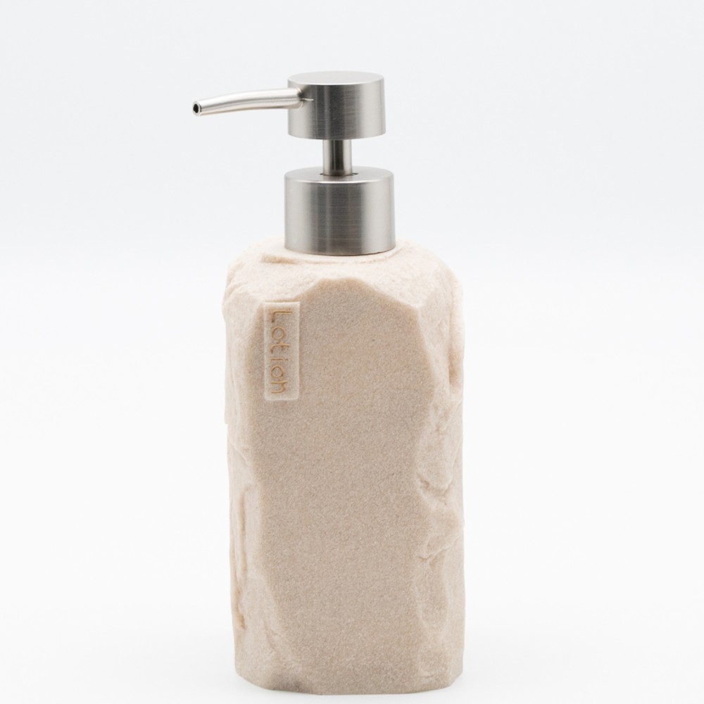 Ankor Lotion Beige Δοχείο Κρεμοσάπουνου (7.5x7.6x18.8) με Όψη Πέτρας