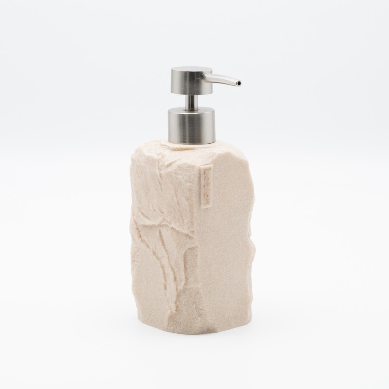 Ankor Lotion Beige Δοχείο Κρεμοσάπουνου (7.5x7.6x18.8) με Όψη Πέτρας