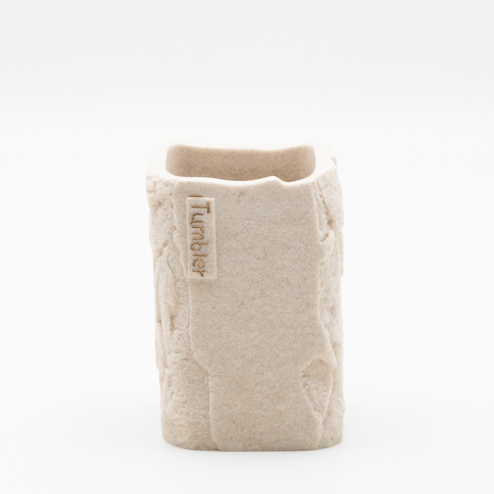 Ankor Tumbler Beige Ποτήρι Μπάνιου (7.7x7.7x10.8) με Όψη Πέτρας