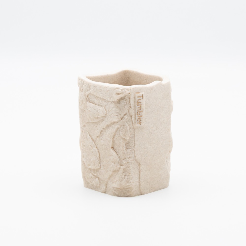Ankor Tumbler Beige Ποτήρι Μπάνιου (7.7x7.7x10.8) με Όψη Πέτρας
