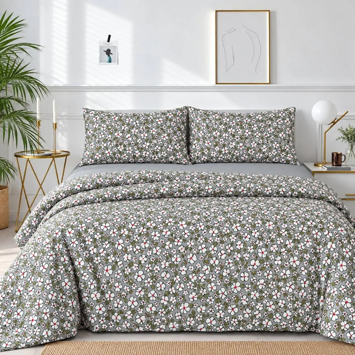 Σετ 2 Σεντόνια King Size (260x280) με 2 Μαξιλαροθήκες 100% Βαμβάκι - Astron Italy Elisa Grey