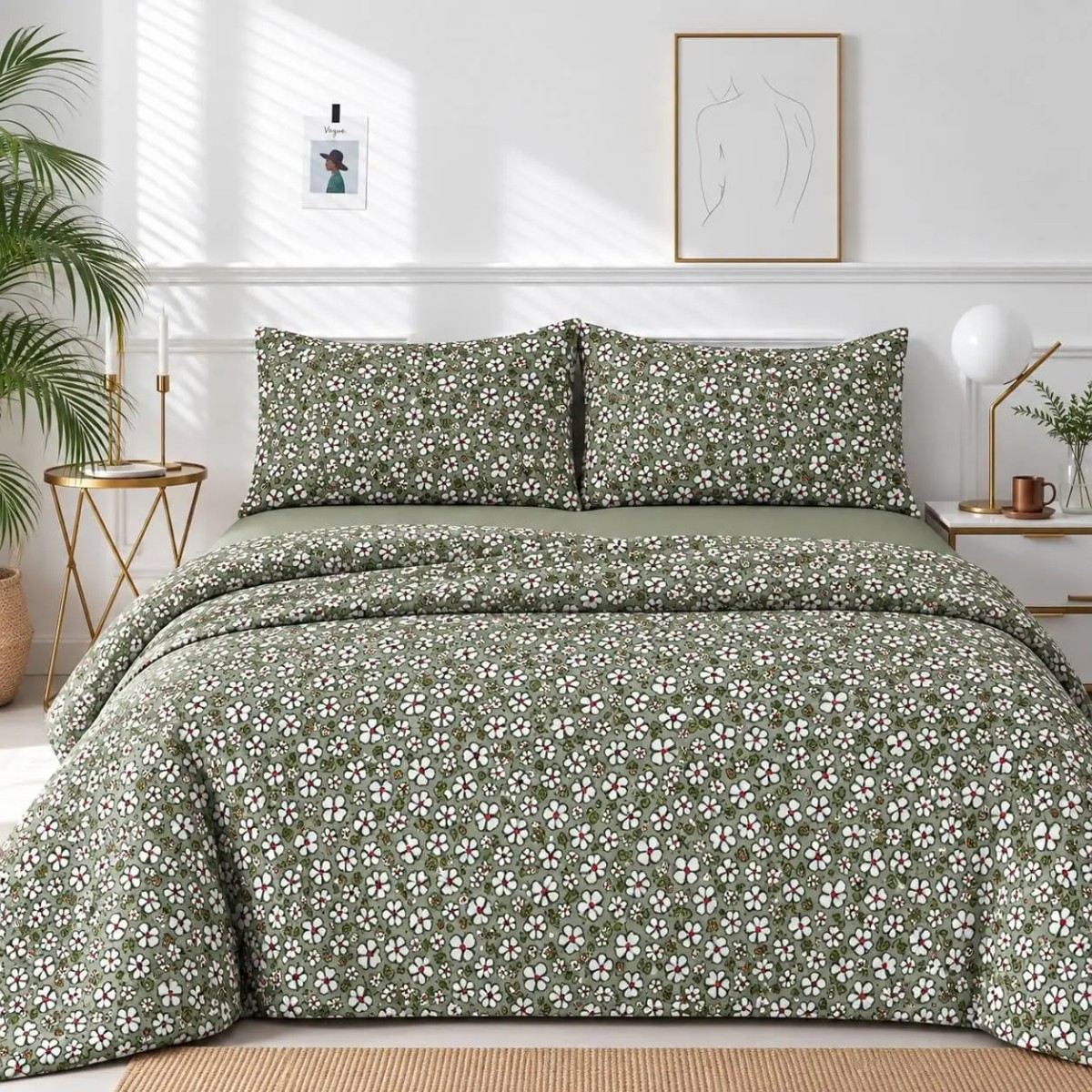 Σετ 2 Σεντόνια King Size (260x280) με 2 Μαξιλαροθήκες 100% Βαμβάκι - Astron Italy Elisa Olive