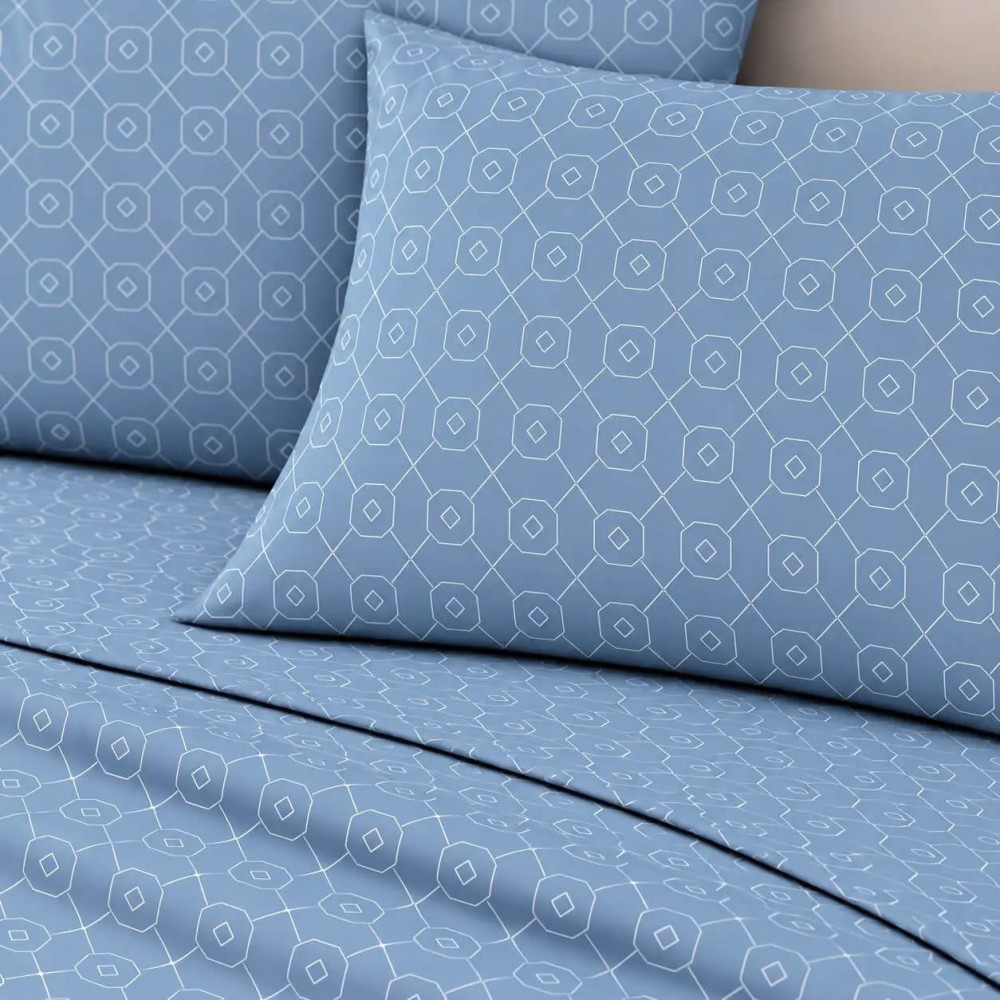Σετ 2 Σεντόνια King Size (260x280) με 2 Μαξιλαροθήκες 100% Βαμβάκι - Astron Italy Giulia Blue