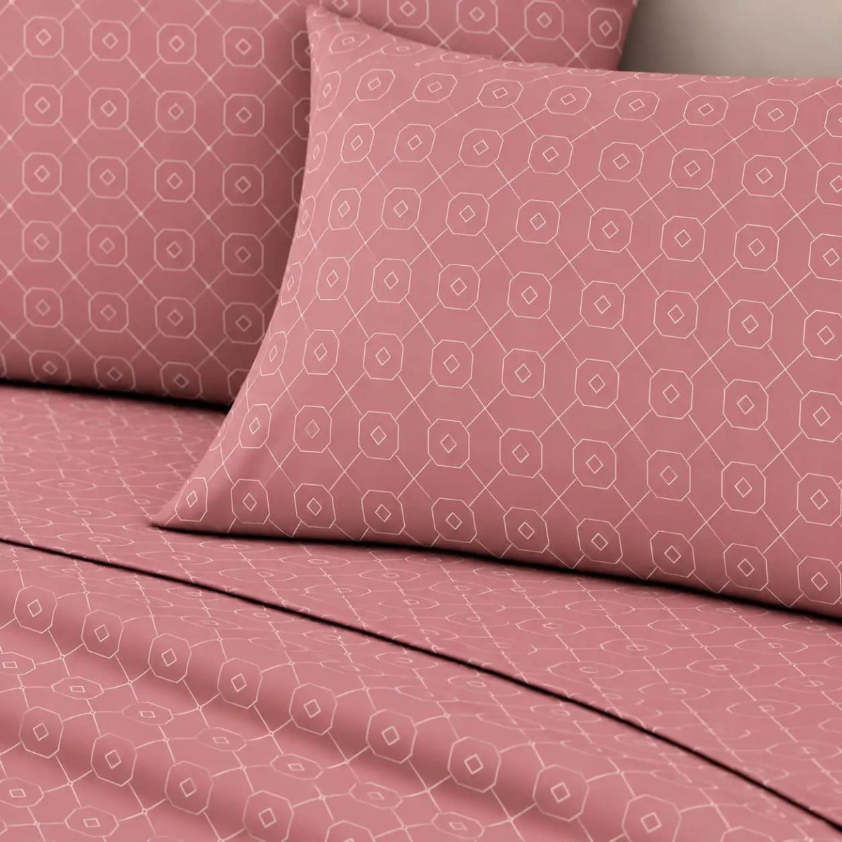 Σετ 2 Σεντόνια King Size (260x280) με 2 Μαξιλαροθήκες 100% Βαμβάκι - Astron Italy Giulia Dusty Rose