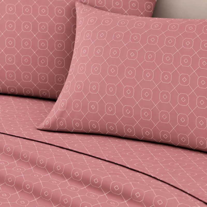 Σετ 2 Σεντόνια King Size (260x280) με 2 Μαξιλαροθήκες 100% Βαμβάκι - Astron Italy Giulia Dusty Rose