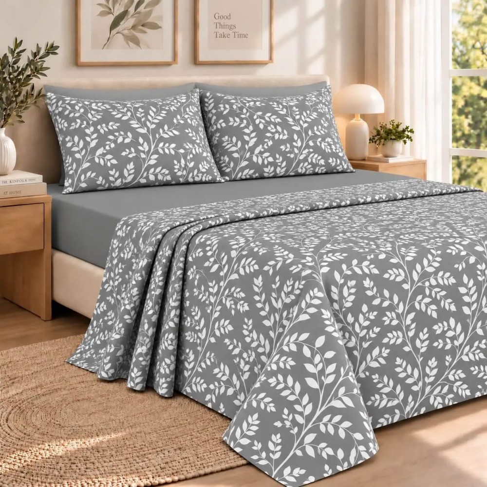 Σετ 2 Σεντόνια King Size (260x280) με 2 Μαξιλαροθήκες 100% Βαμβάκι - Astron Italy Irida Grey