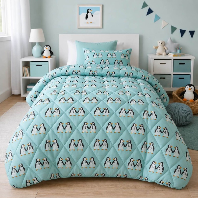 Παιδικό Πάπλωμα Μονό 160x240 cm 100% Cotton - Penguins