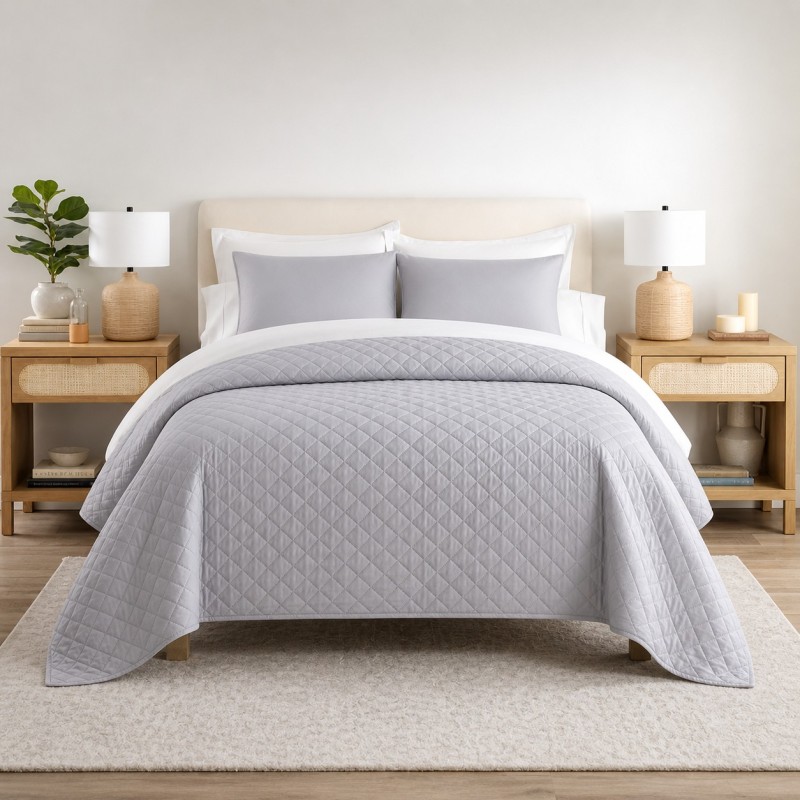 Premium Κουβερλί Ξενοδοχείου Υπέρδιπλο (220x240) από 100% Φυσικό Βαμβάκι – Grey