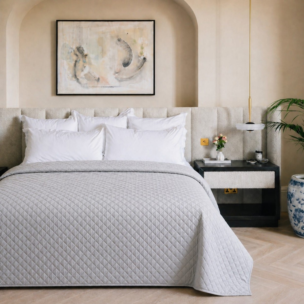 Κουβερλί Υπέρδιπλο Ξενοδοχείου Light Grey (220x240) – 100% Premium Microfiber