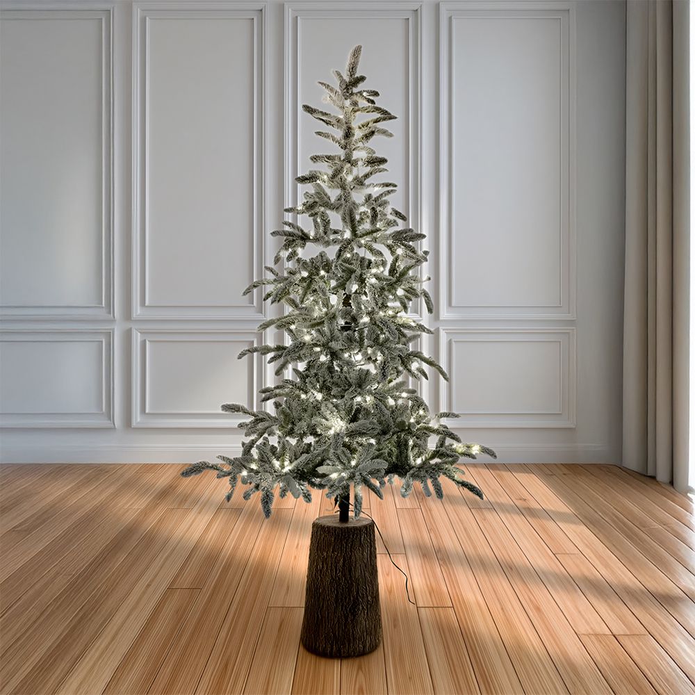 Χριστουγεννιάτικο Δένδρο PRE-LIT PRINCESS PINE 240εκ. Χιονισμένο Slim με 300 Λευκά LED Φωτάκια σε Βάση Fiber Glass Resin Iliadis 78095