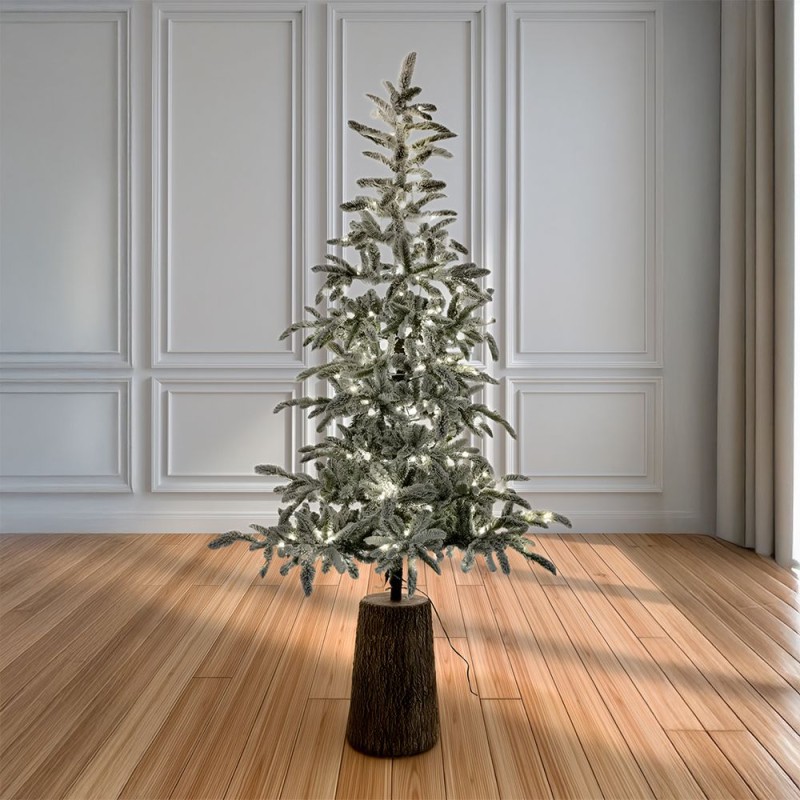 Χριστουγεννιάτικο Δένδρο PRE-LIT PRINCESS PINE 240εκ. Χιονισμένο Slim με 300 Λευκά LED Φωτάκια σε Βάση Fiber Glass Resin Iliadis 78095