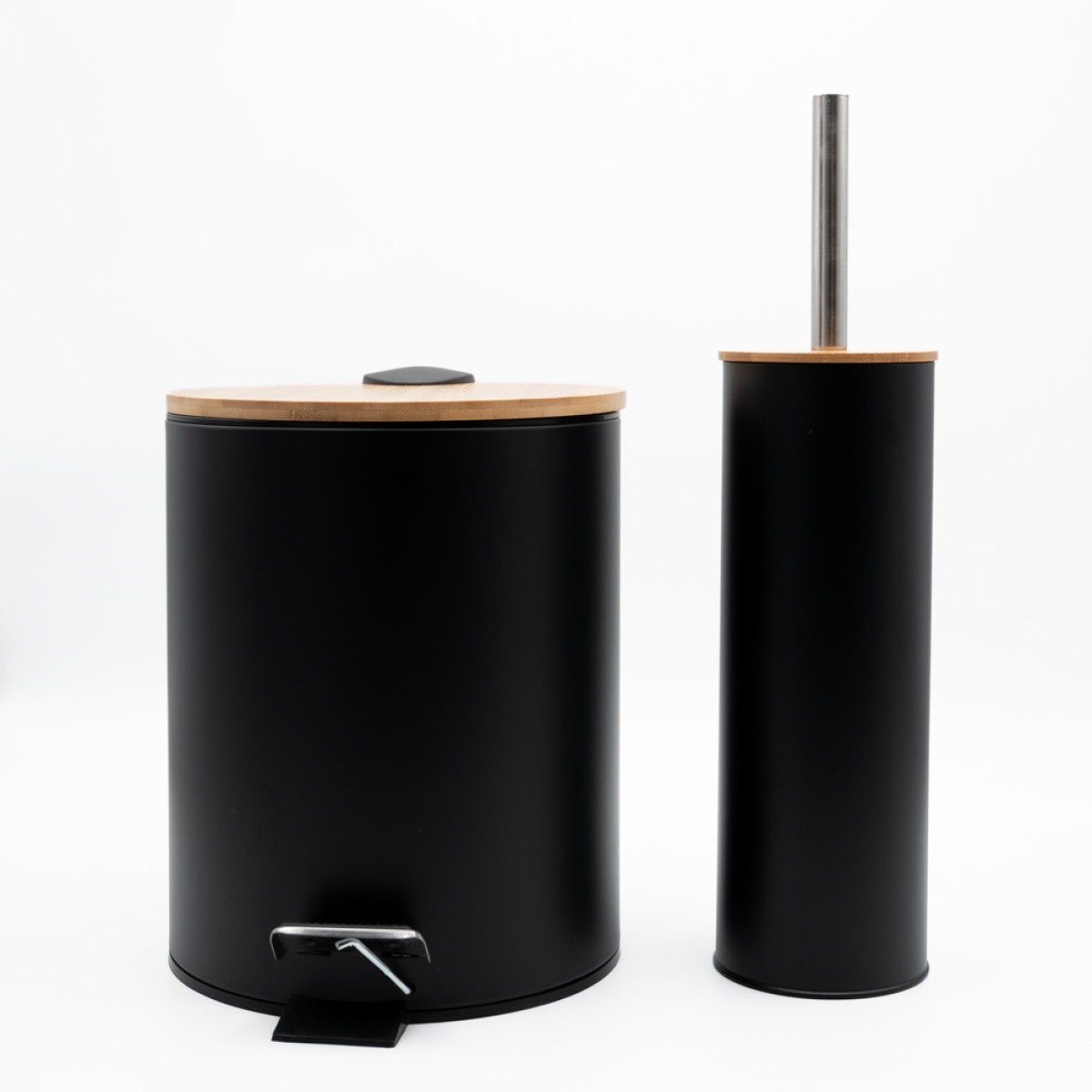 Bamboo Black Σετ Πεντάλ 5lt Soft Close & Πιγκάλ Μεταλλικό με Ξύλινο Καπάκι