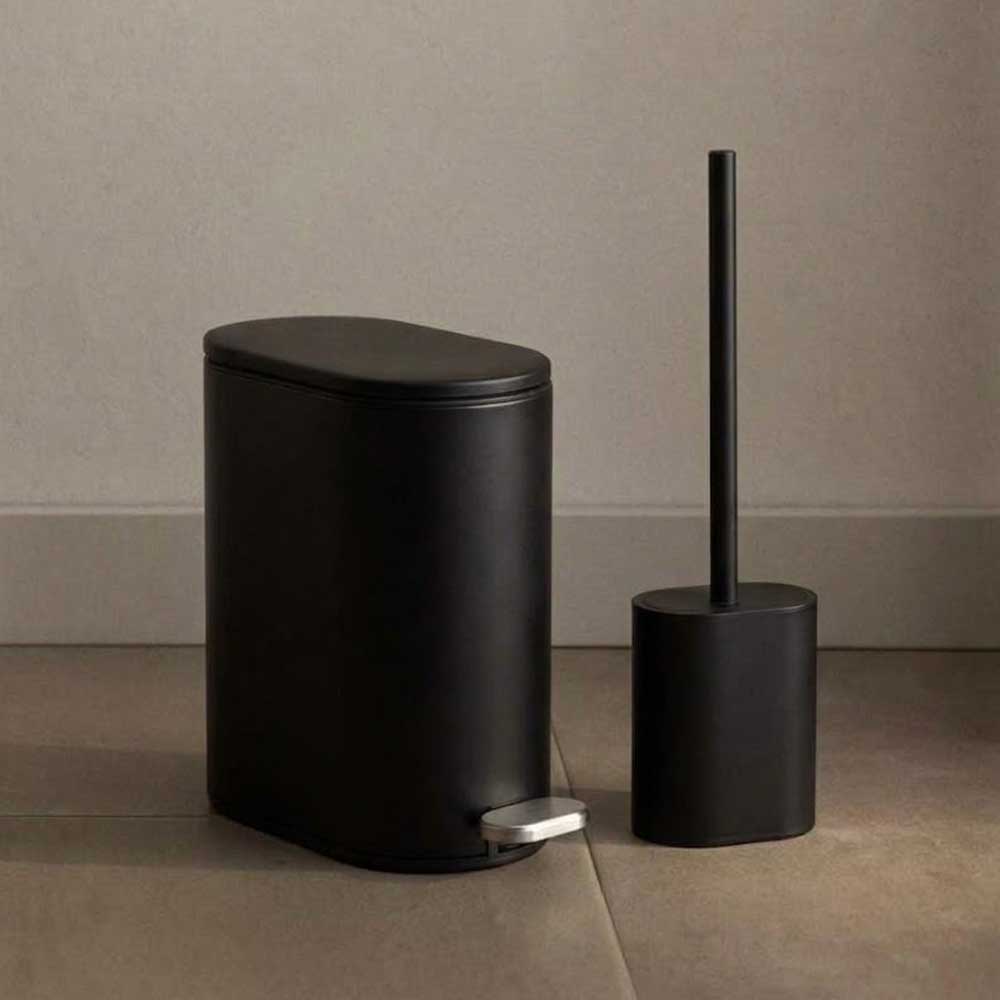 Sidirela Oval Black Σετ Πεντάλ 5Lt + Πιγκάλ Σιλικόνης Μεταλλικό με Soft Close