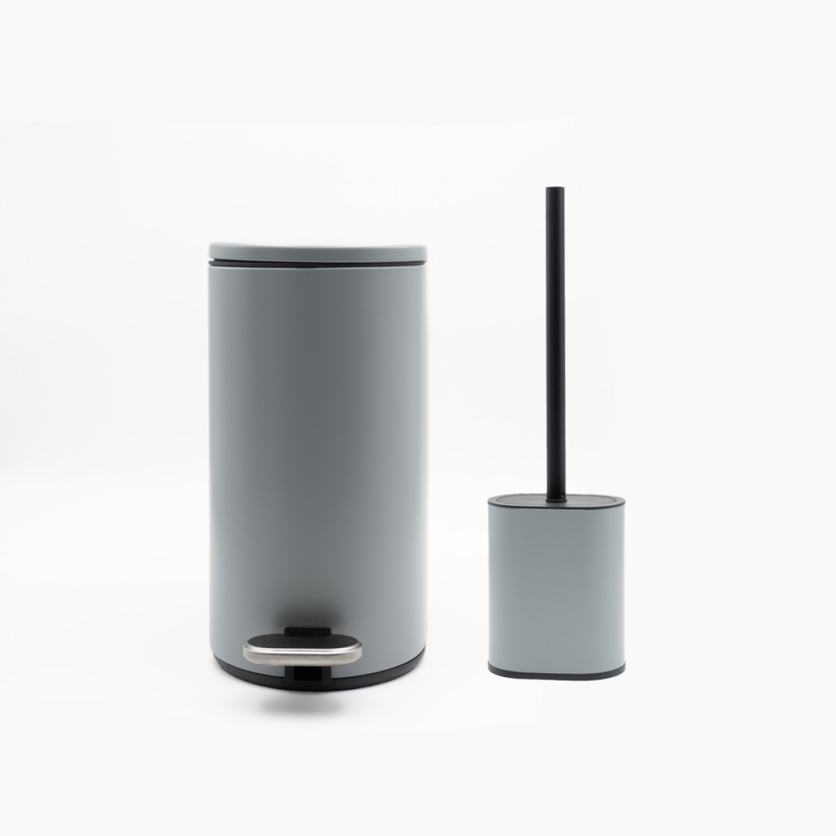 Sidirela Oval Grey Σετ Πεντάλ 5Lt + Πιγκάλ Σιλικόνης Μεταλλικό με Soft Close