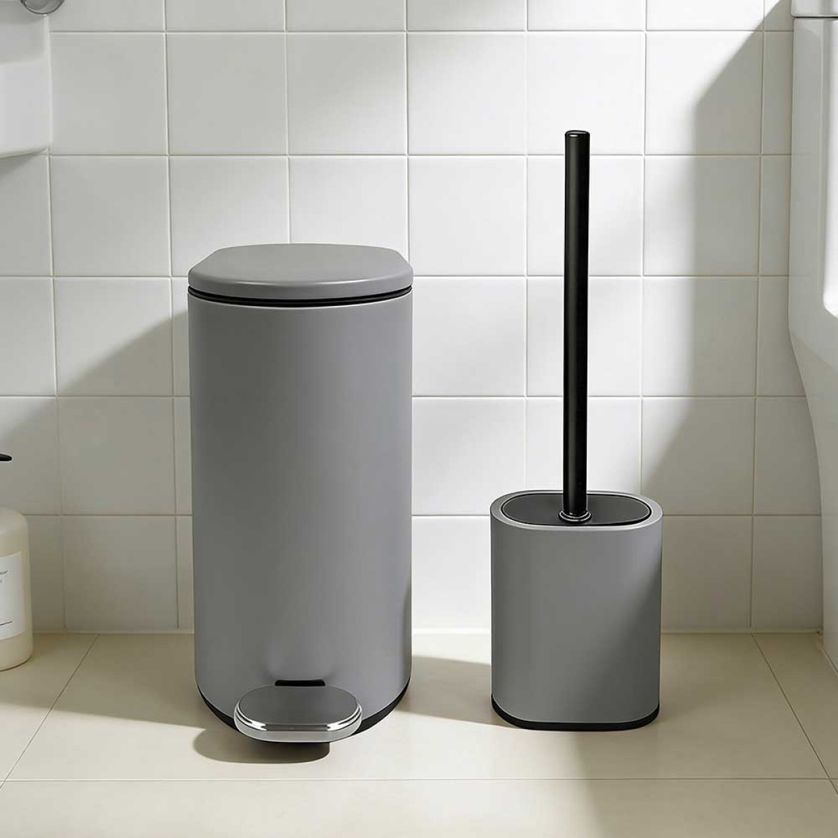 Sidirela Oval Grey Σετ Πεντάλ 5Lt + Πιγκάλ Σιλικόνης Μεταλλικό με Soft Close