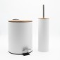 Bamboo White Σετ Πεντάλ 5lt Soft Close & Πιγκάλ Μεταλλικό με Ξύλινο Καπάκι