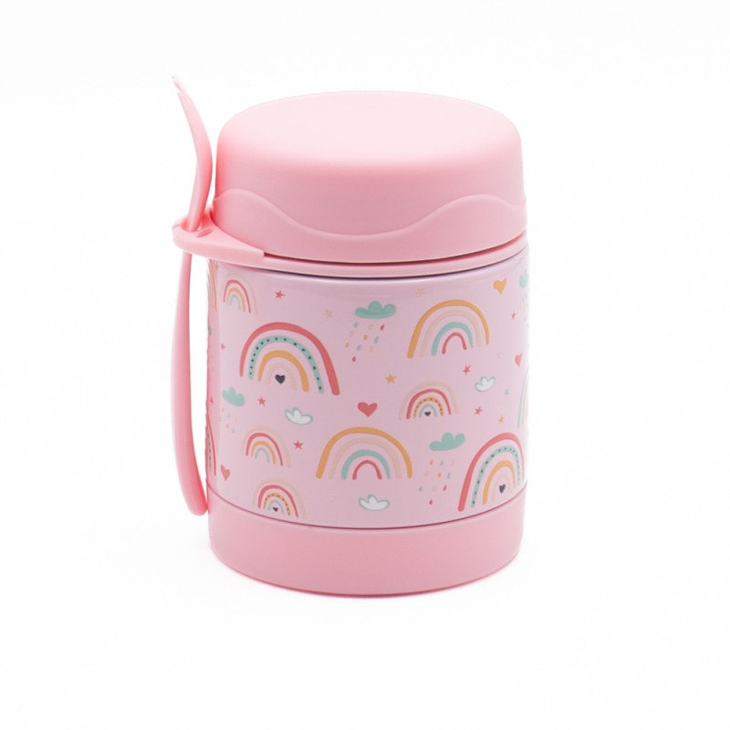 Rainbow Ισοθερμικό Φαγητοδοχείο Μωρού 300ml Ανοξείδωτο με Πιρουνάκι