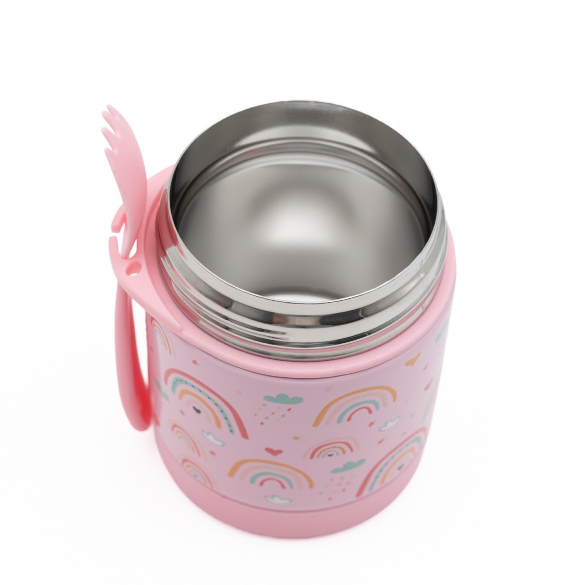 Rainbow Ισοθερμικό Φαγητοδοχείο Μωρού 300ml Ανοξείδωτο με Πιρουνάκι