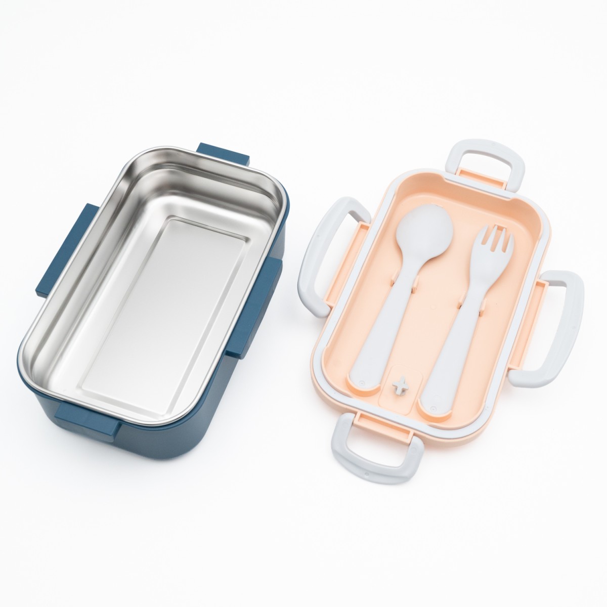 Lunch Set: Ανοξείδωτο Φαγητοδοχείο 500ml Blue με Μαχαιροπίρουνα & Παιδικό Ανοξείδωτο Θερμός Baby Dinosaur 460ml με Καλαμάκι