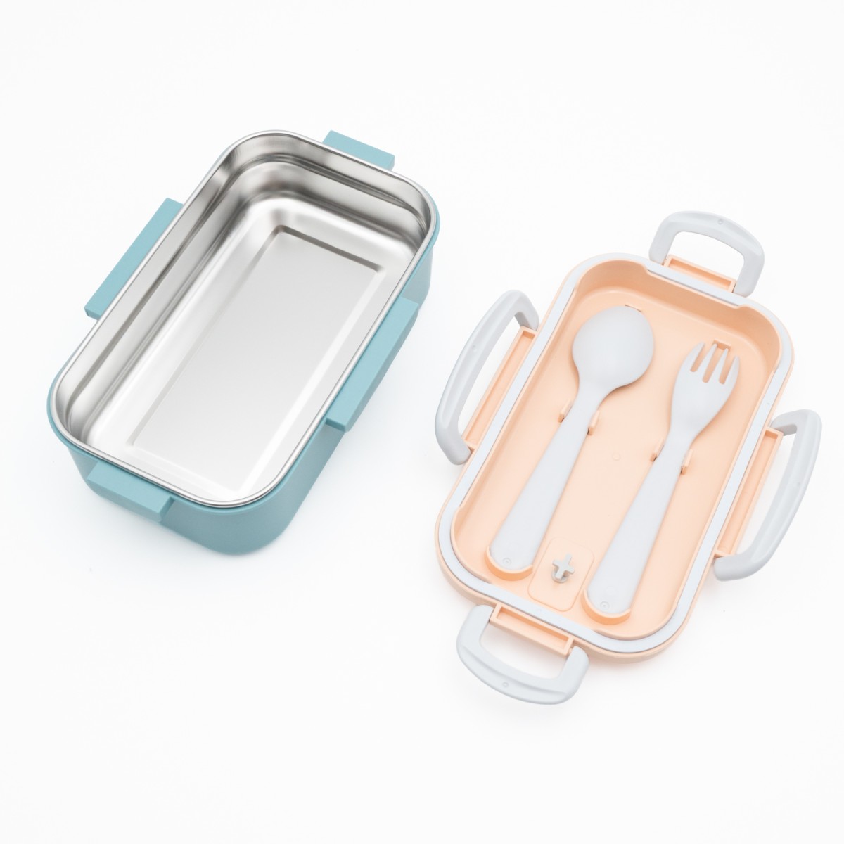 Lunch Set: Ανοξείδωτο Φαγητοδοχείο 500ml Petrol με Μαχαιροπίρουνα & Παιδικό Ανοξείδωτο Θερμός Baby Elephant 460ml με Καλαμάκι