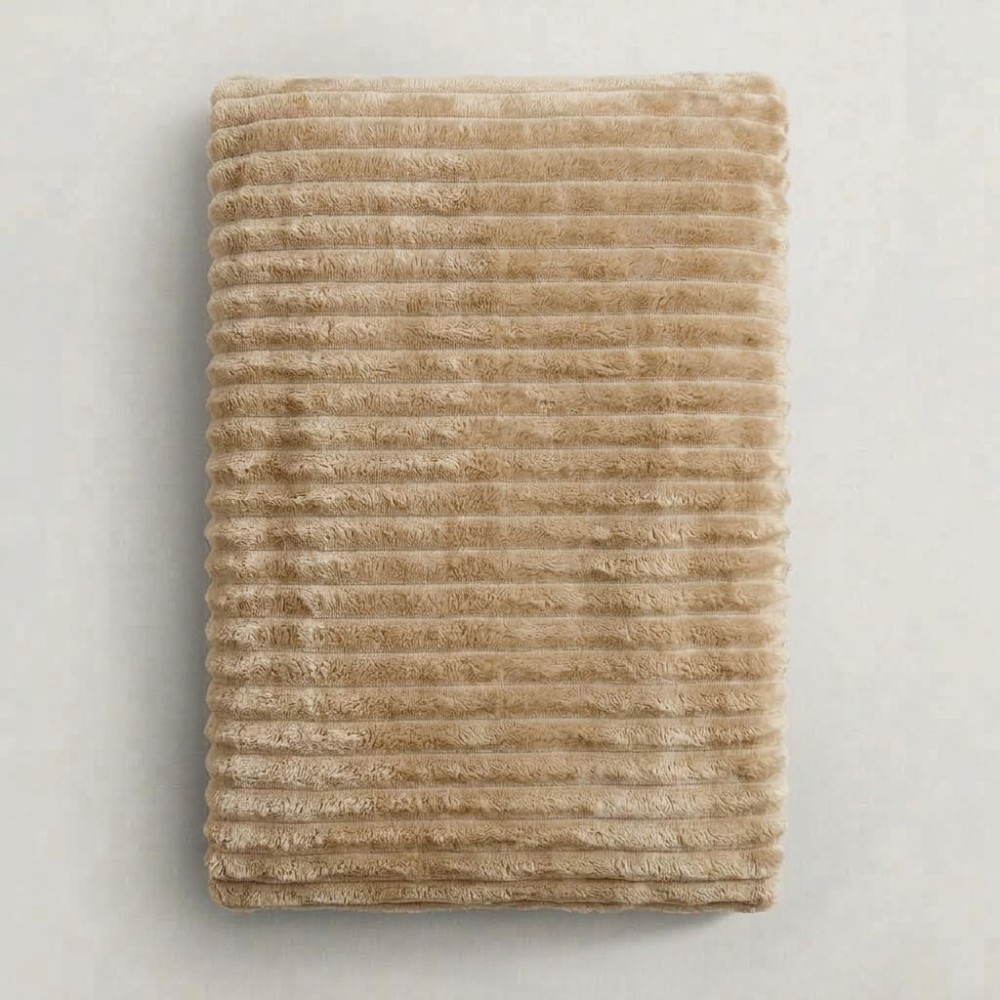 Κουβέρτα Fleece Διπλή (200x220) Βελούδινη Cocoon Μπεζ με Extra Soft Υφή