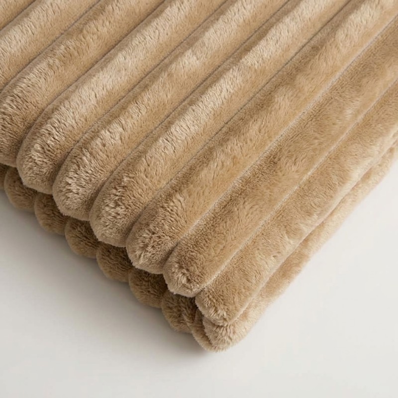 Κουβέρτα Fleece Διπλή (200x220) Βελούδινη Cocoon Μπεζ με Extra Soft Υφή