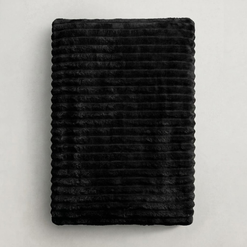 Κουβέρτα Fleece Διπλή (200x220) Βελούδινη Cocoon Μαύρη με Extra Soft Υφή