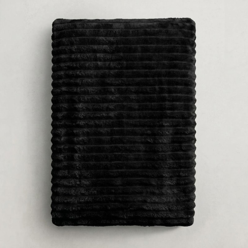 Κουβέρτα Fleece Διπλή (200x220) Βελούδινη Cocoon Μαύρη με Extra Soft Υφή