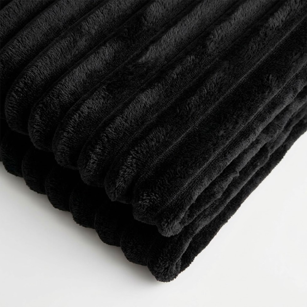 Κουβέρτα Fleece Διπλή (200x220) Βελούδινη Cocoon Μαύρη με Extra Soft Υφή