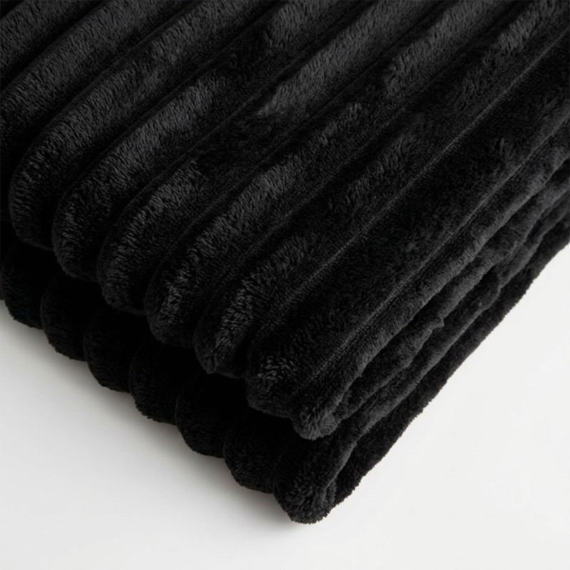 Κουβέρτα Fleece Διπλή (200x220) Βελούδινη Cocoon Μαύρη με Extra Soft Υφή